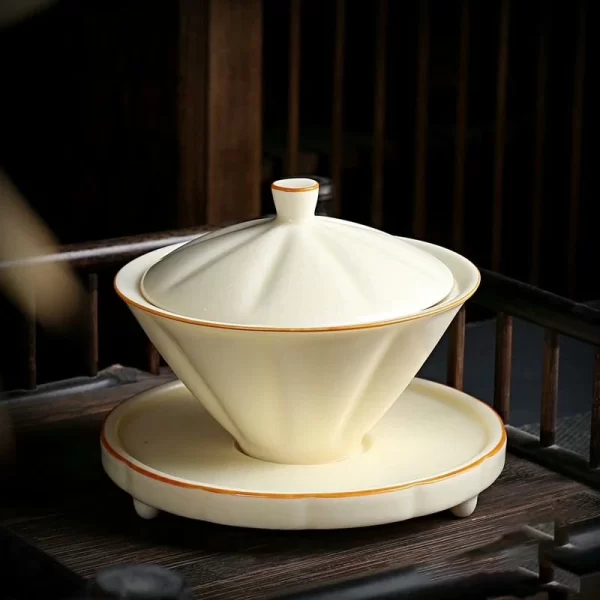 Ru Kiln Three-Talent Gaiwan (Douli Style) Tea Set 130ml