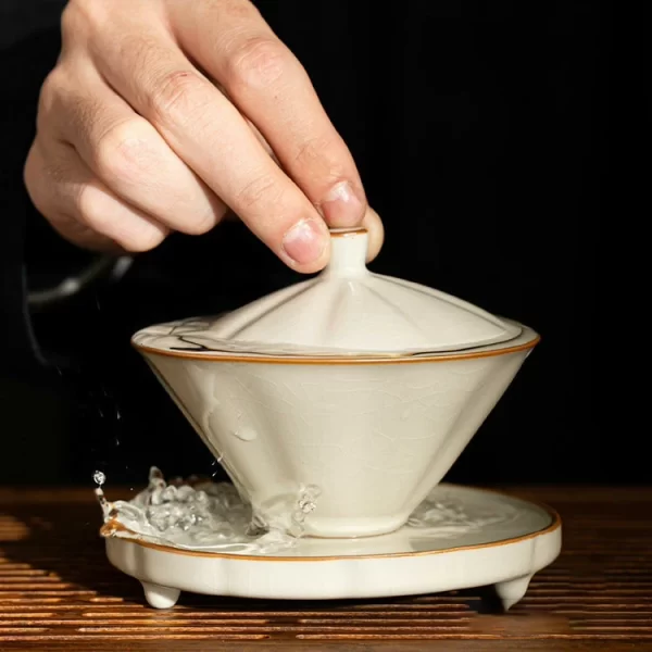 Ru Kiln Three-Talent Gaiwan (Douli Style) Tea Set 130ml